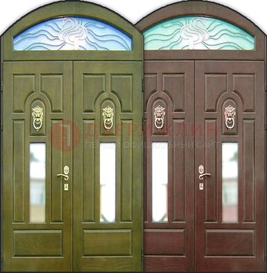Стальная арочная дверь со стеклом ДА-17 для монолитного дома в Павловском Посаде