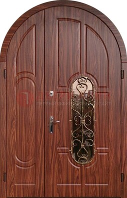 Арочная двухстворчатая стальная дверь Винорит ДА-54 в Павловском Посаде