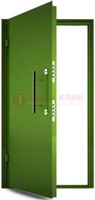 Зеленая металлическая бронированная дверь ДБ-8 в Павловском Посаде