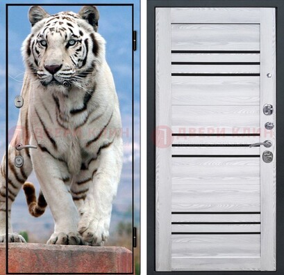 Стальная дверь с фотопечатью тигра ДФ-12 в Павловском Посаде