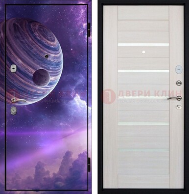 Стальная дверь с фотопечатью планеты ДФ-19 в Павловском Посаде