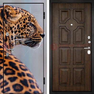 Металлическая дверь с фотопечатью леопарда ДФ-26 в Балашихе