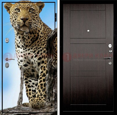 Железная дверь с рисунком гепарда снаружи ДФ-27 в Павловском Посаде