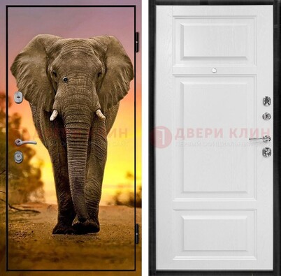 Металлическая дверь с фотопечатью слона ДФ-30 в Павловском Посаде