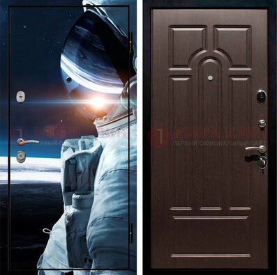 Стальная дверь с фотопечатью космонавта ДФ-4 в Павловском Посаде