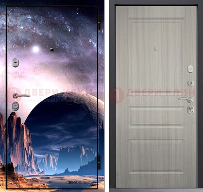 Железная дверь с фотопечатью космоса и планеты ДФ-50 в Павловском Посаде