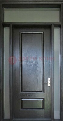 Черная металлическая дверь с фрамугами и стеклом ДФГ-24 в Павловском Посаде