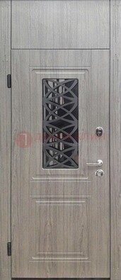 Металлическая дверь Винорит стекло и ковка с фрамугой ДФГ-33 в Павловском Посаде