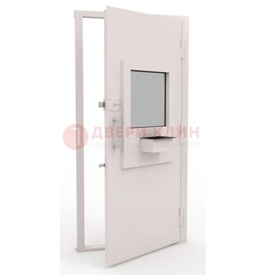 Белая металлическая дверь в кассу с нитроэмалью ДКС-4 в Павловском Посаде