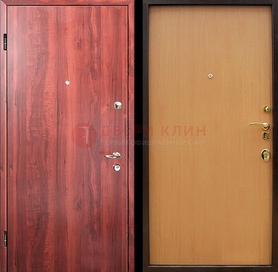 Красная железная дверь с ламинатом ДЛ-3 в Павловском Посаде