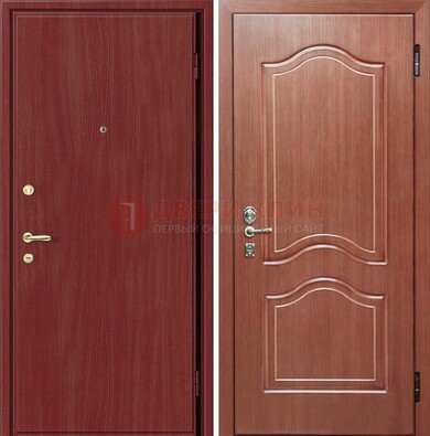Красная металлическая дверь с ламинатом МДФ внутри ДЛ-8 в Павловском Посаде