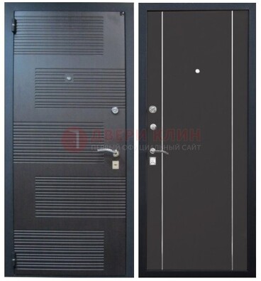 Темная металлическая дверь с МДФ ДМ-105 в деревянный дом в Павловском Посаде
