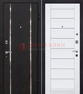 Черная входная дверь с МДФ и декоративными вставками ДМ-143 в Павловском Посаде