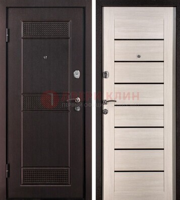 Темная стальная дверь с МДФ ДМ-147 для улицы в Павловском Посаде