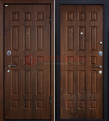 Коричневая металлическая дверь с МДФ ДМ-156 для квартиры в Павловском Посаде