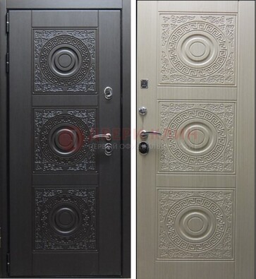 Темная стальная дверь с МДФ ДМ-161 для коттеджа в Павловском Посаде