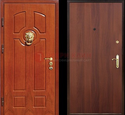 Оранжевая стальная дверь с МДФ ламинат внутри ДМ-18 в квартиру в Краснодаре