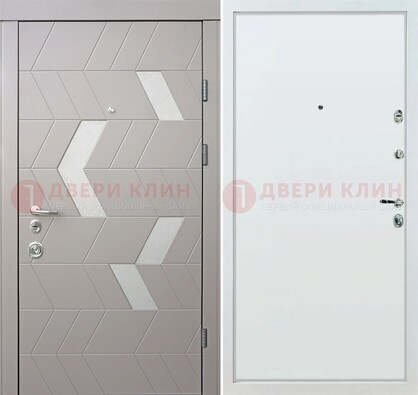 Светлая металлическая дверь с терморазрывом и МДФ панелью ДМ-190 в Павловском Посаде