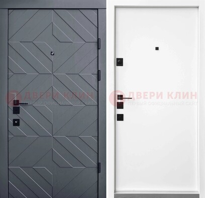 Темная уличная дверь с филенчатой МДФ внутри ДМ-205 в Павловском Посаде