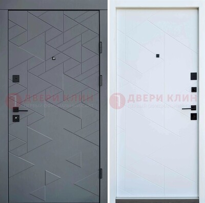 Серая металлическая дверь МДФ с узором  ДМ-224 в Павловском Посаде