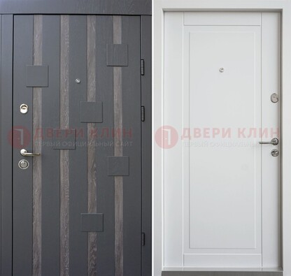 Темная металлическая дверь c белом МДФ внутри ДМ-231 в Павловском Посаде