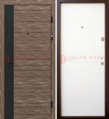 Коричневая входная дверь с черной вставкой МДФ ДМ-239 в Павловском Посаде