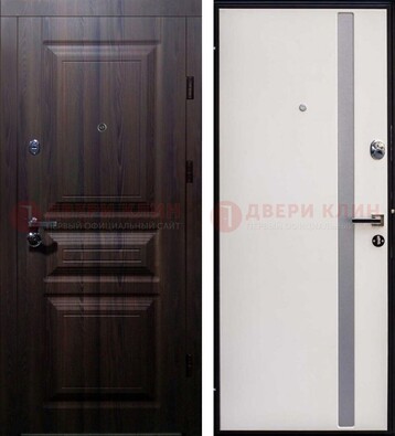 Темная филенчатая входная дверь c МДФ и стеклянной вставкой ДМ-254 в Павловском Посаде