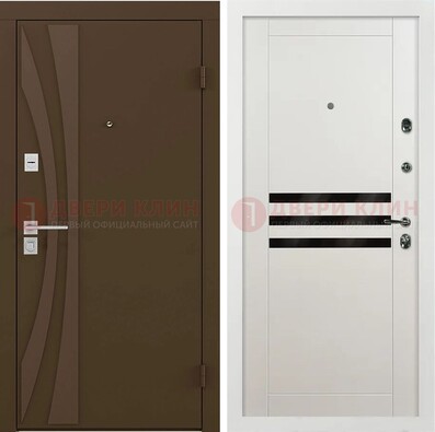 Стальная коричневая дверь с МДФ панелями ДМ-293 в Павловском Посаде