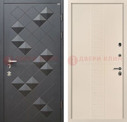Темная металлическая дверь МДФ и фрезеровкой внутри ДМ-319 в Павловском Посаде