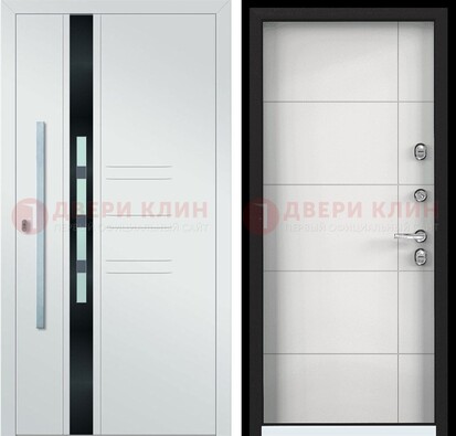 Металлическая дверь в белом цвете с МДФ ДМ-323 в Павловском Посаде