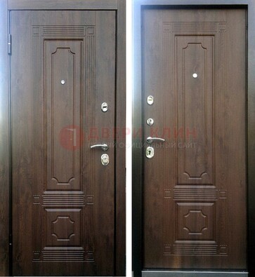 Коричневая металлическая дверь с МДФ ДМ-32 на дачу в Павловском Посаде