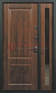 Темная железная дверь с панелью МДФ с зеркалом ДМ-338 в Павловском Посаде