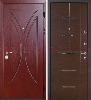 Темно-красная железная дверь с МДФ ДМ-370 в Йошкар-Оле
