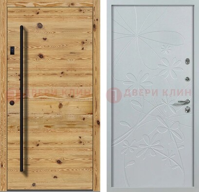 Металлическая дверь с МДФ в светлом цвете ДМ-412 в Павловском Посаде
