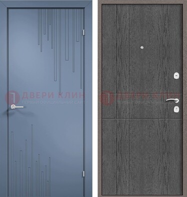 Синяя металлическая дверь МДФ в квартиру ДМ-434 в Павловском Посаде