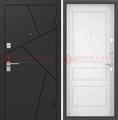 Черная металлическая дверь с белой МДФ внутри ДМ-465 в Перми