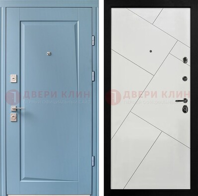 Синяя железная дверь с МДФ панелями ДМ-491 в Павловском Посаде