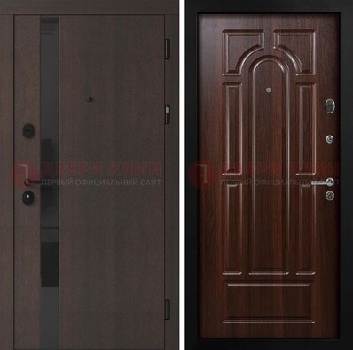 Темная входная дверь с МДФ панелями в квартиру ДМ-499 в Павловском Посаде