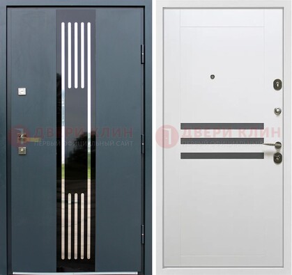 Темная квартирная дверь с разными МДФ ДМ-504 в Павловском Посаде