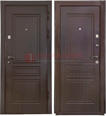 Антивандальная коричневая железная дверь с МДФ ДМ-61 в Павловском Посаде