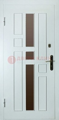 Белая стальная дверь с МДФ и декоративными вставками ДМ-62 в Павловском Посаде