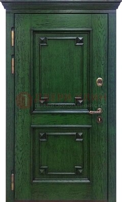 Зеленая входная дверь с массивом дуба ДМД-51 в Иваново