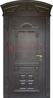 Темная уличная дверь с массивом дуба с узором ДМД-58 в Павловском Посаде