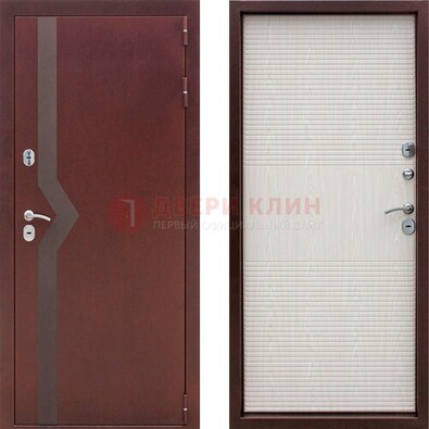 Бордовая металлическая дверь с порошковым напылением ДП-100 в Павловском Посаде