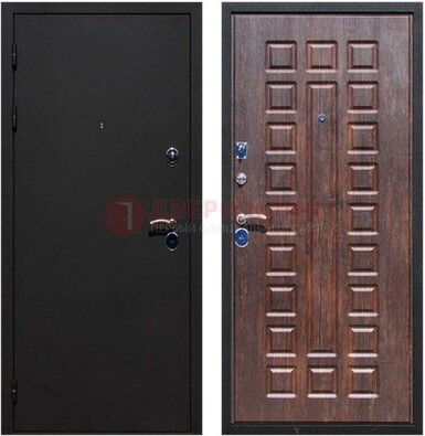 Черная металлическая дверь с порошковым напылением МДФ внутри ДП-110 в Рязани