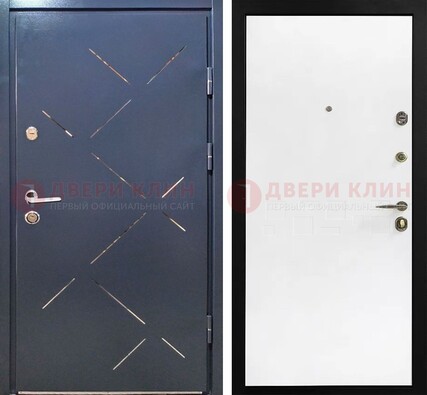 Синеватая дверь с порошковым напылением и зеркальными вставками ДП-208 в Павловском Посаде