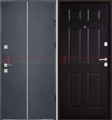 Железная дверь с порошковым покрытием и отделкой Темный орех внутри ДП-211 в Павловском Посаде