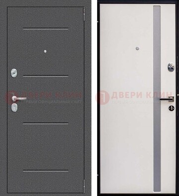 Железная дверь с порошковым напылением и белой МДФ ДП-212 в Павловском Посаде