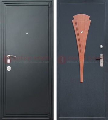 Черная железная дверь с порошковым покрытием и накладкой МДФ внутри ДП-245 в Павловском Посаде