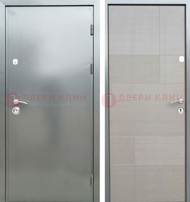 Металлическая серая дверь с порошковым покрытием и серым МДФ внутри ДП-250 в Павловском Посаде
